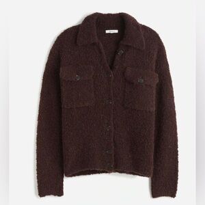 Madewell Bouclé-Knit Sweater Jacket Dark Carob